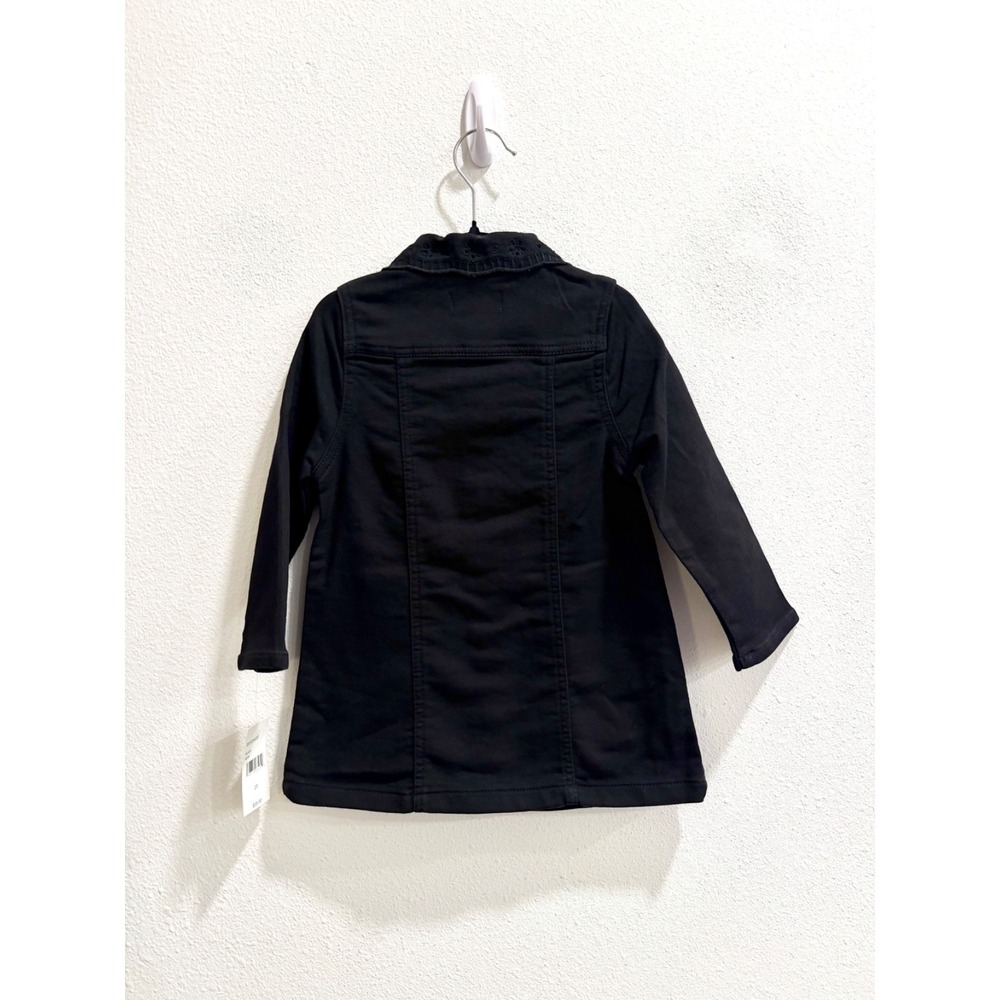 7 For All Mankind Girls Black Coat Shirt Dress 2T Eyelet Collar Button Front - Picture 4 of 8